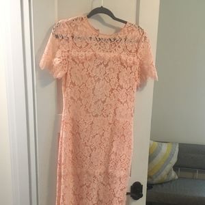 Ganni Lace Duval Dress Blush